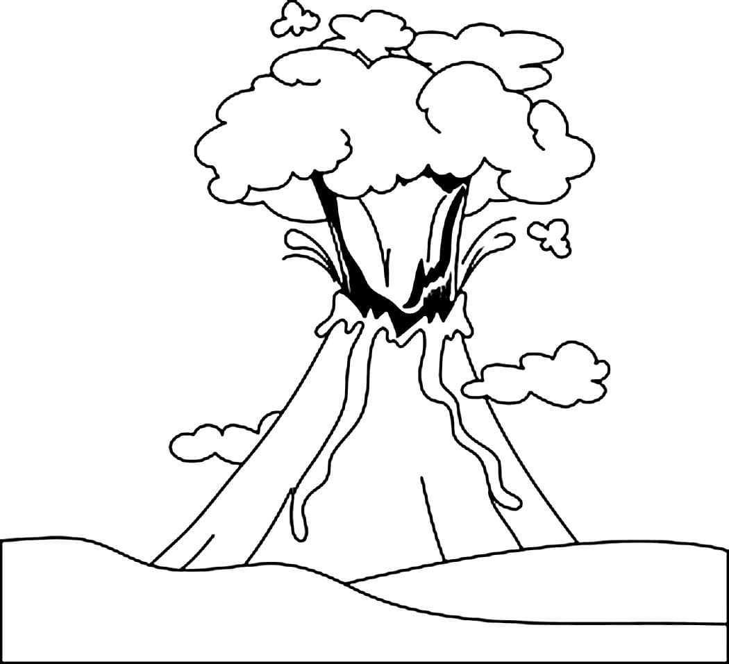 Free volcano image coloring page