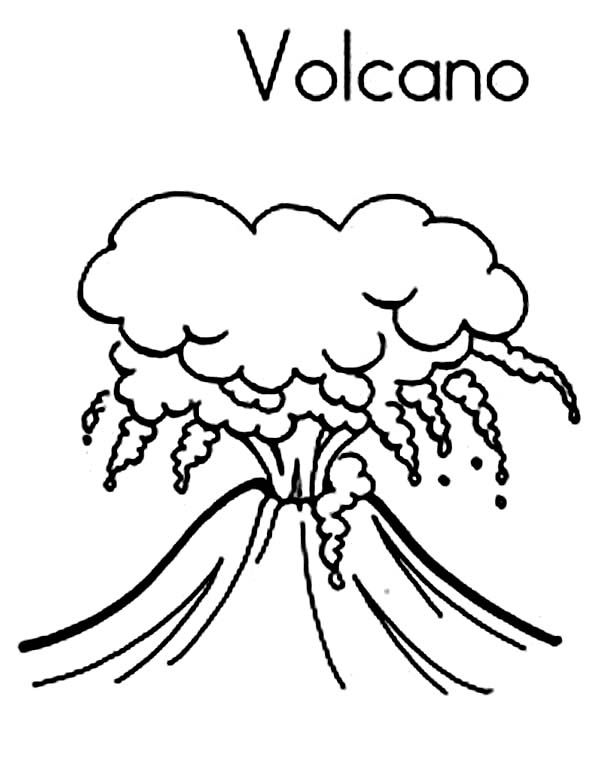Volcano eruption with hot ash cloud coloring page coloring pages coloring pictures coloring for kids