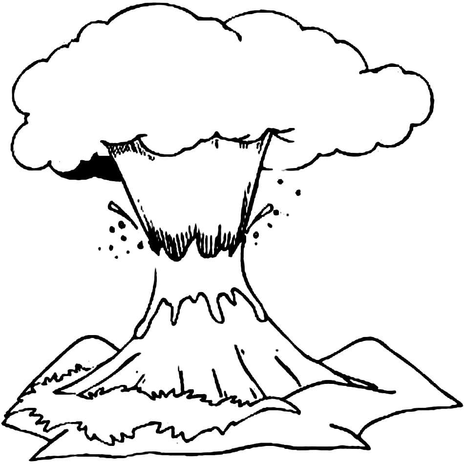 Volcano image outline coloring page