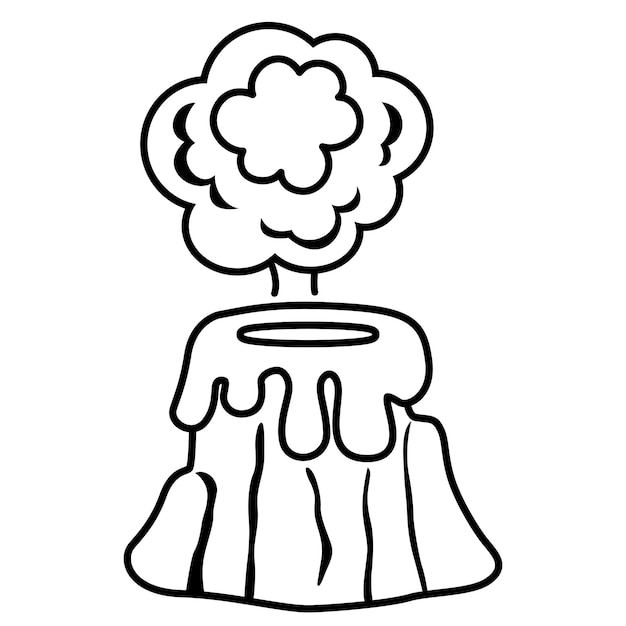 Premium vector illustration black and white volcano