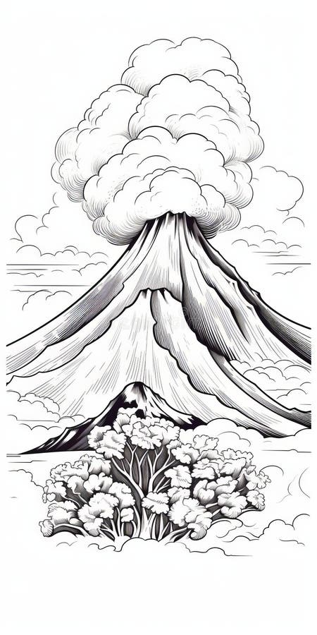 Coloring page volcano stock illustrations â coloring page volcano stock illustrations vectors clipart