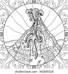 Hakuun coloring page volcano abstract pattern hand liittyvã vektorikuva rojaltivapaa