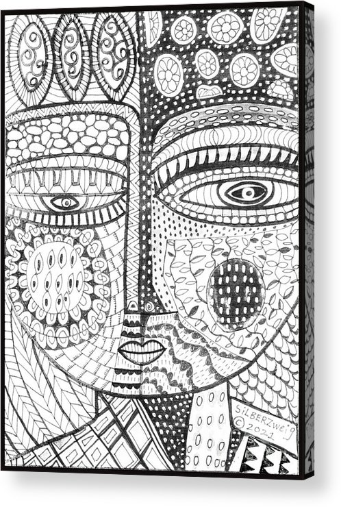 Fire volcano goddess coloring page acrylic print by sandra silberzweig