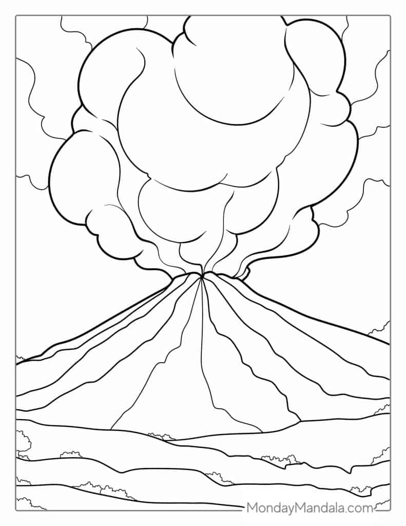 Volcano coloring pages free pdf printables