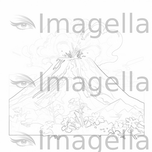 Volcano clipart in impressionistic art style k vector â