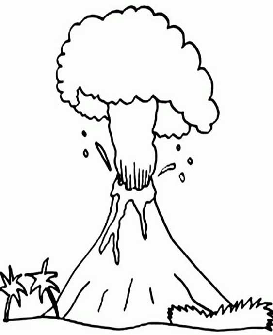 Free easy to print volcano coloring pages