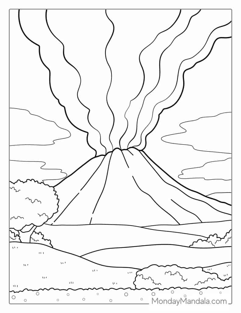 Volcano coloring pages free pdf printables