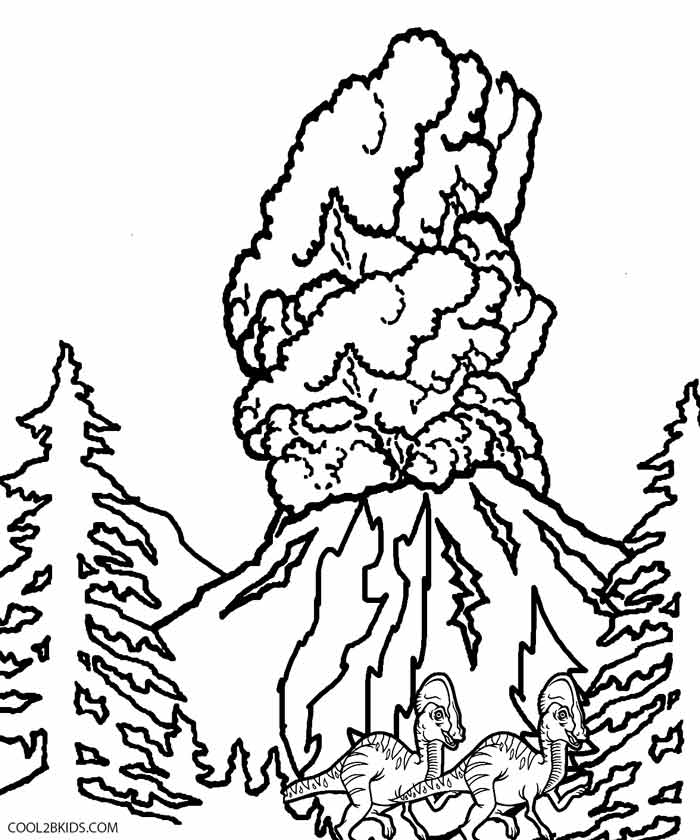 Printable volcano coloring pages for kids