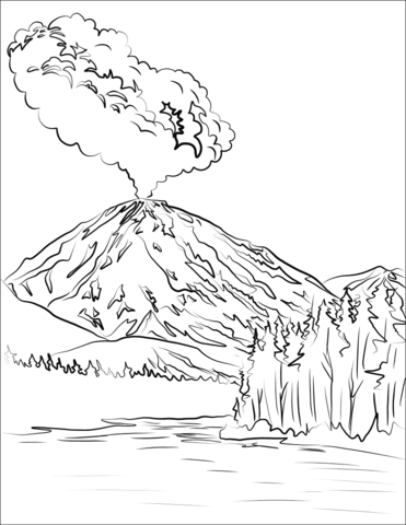 Lassen peak volcano eruption coloring page free printable coloring pages