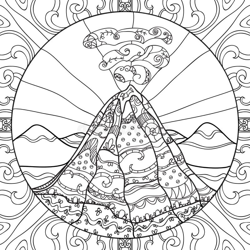 Coloring page volcano stock illustrations â coloring page volcano stock illustrations vectors clipart