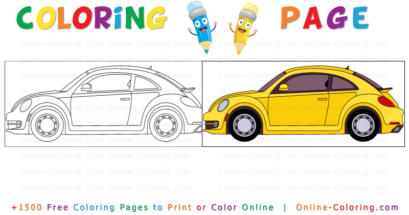 Volkswagen new beetle free online coloring page