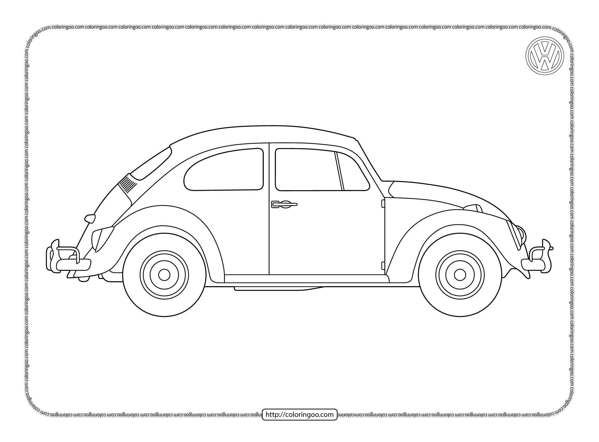 Printable vw beetle type i pdf coloring pages vw beetles coloring pages cars coloring pages
