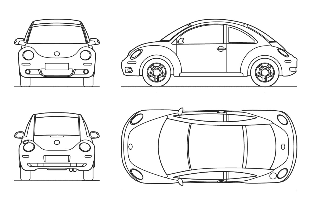 Volkswagen new beetle cad block