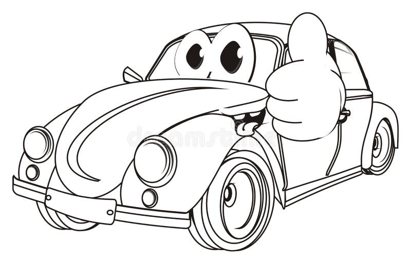 Happy coloring car with two hands stock illustration