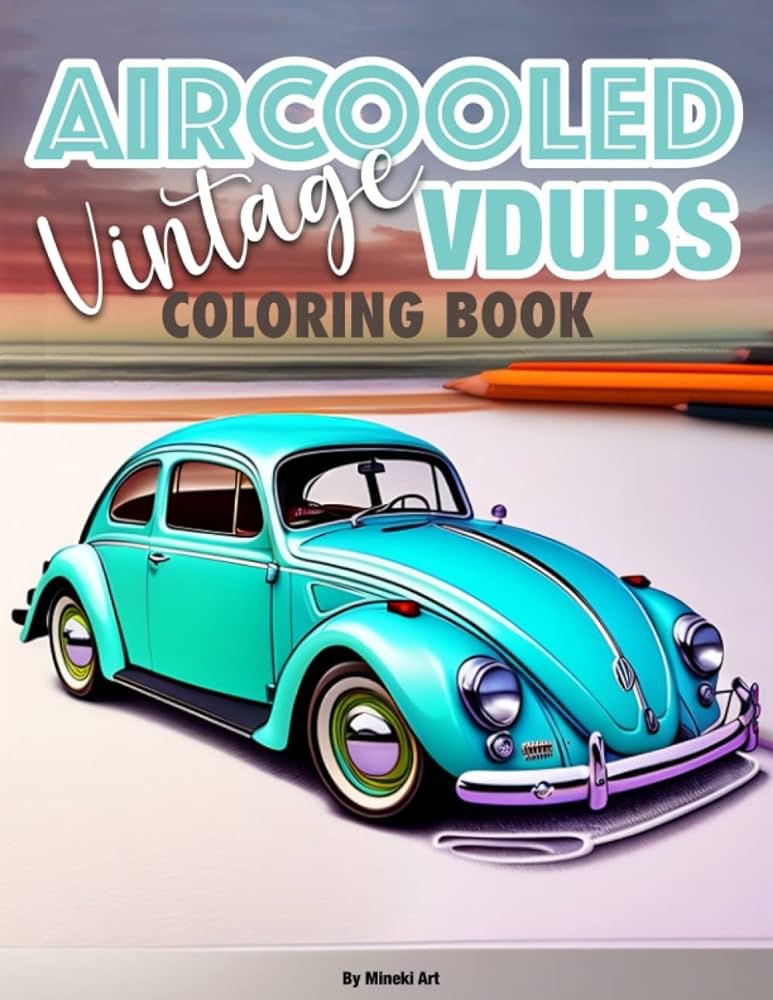Aircooled vintage vdubs coloring book by art mineki