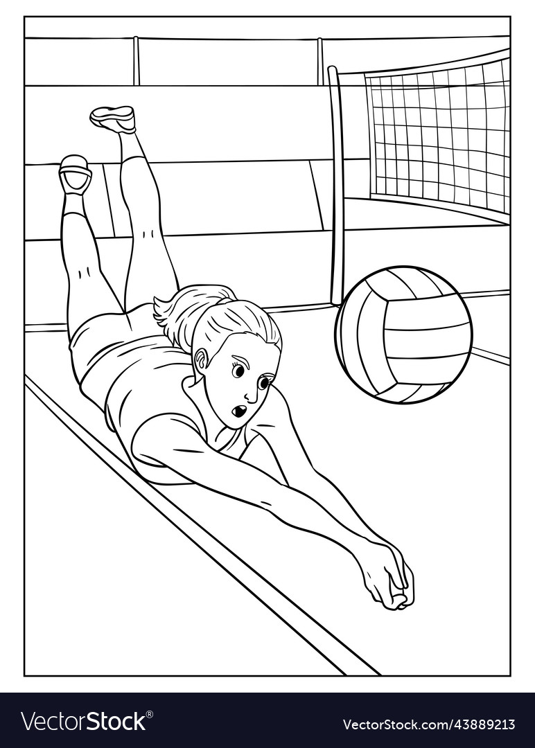 Volleyball coloring page for kids royalty free vector image