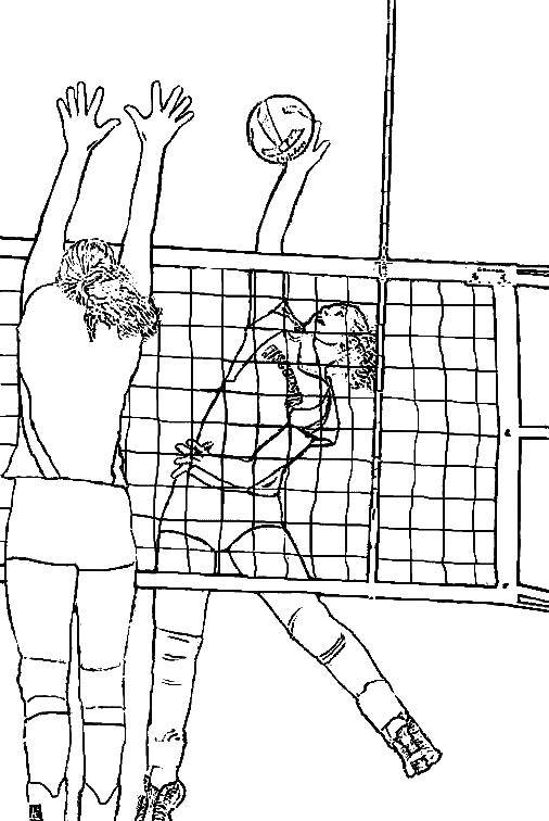 Online coloring pages coloring page girls playing volleyball volleyball download print coloring page