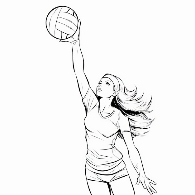 Premium ai image free printable coloring pages of female volleyball players
