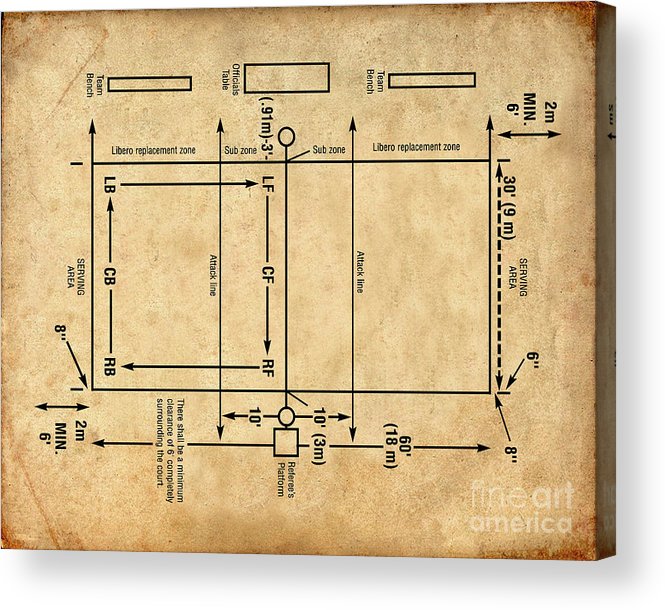 Volleyball court diagram acrylic print by visual design