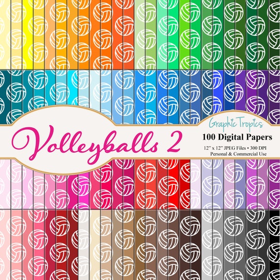 Volleyball digital paper scrapbook color volleyballs digital download volleyball pattern pages scrapbook paper pack mercial use