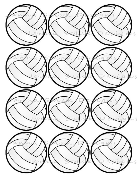 And volleyball printable cupcake toppers sports theme birthday party diy printable instant download
