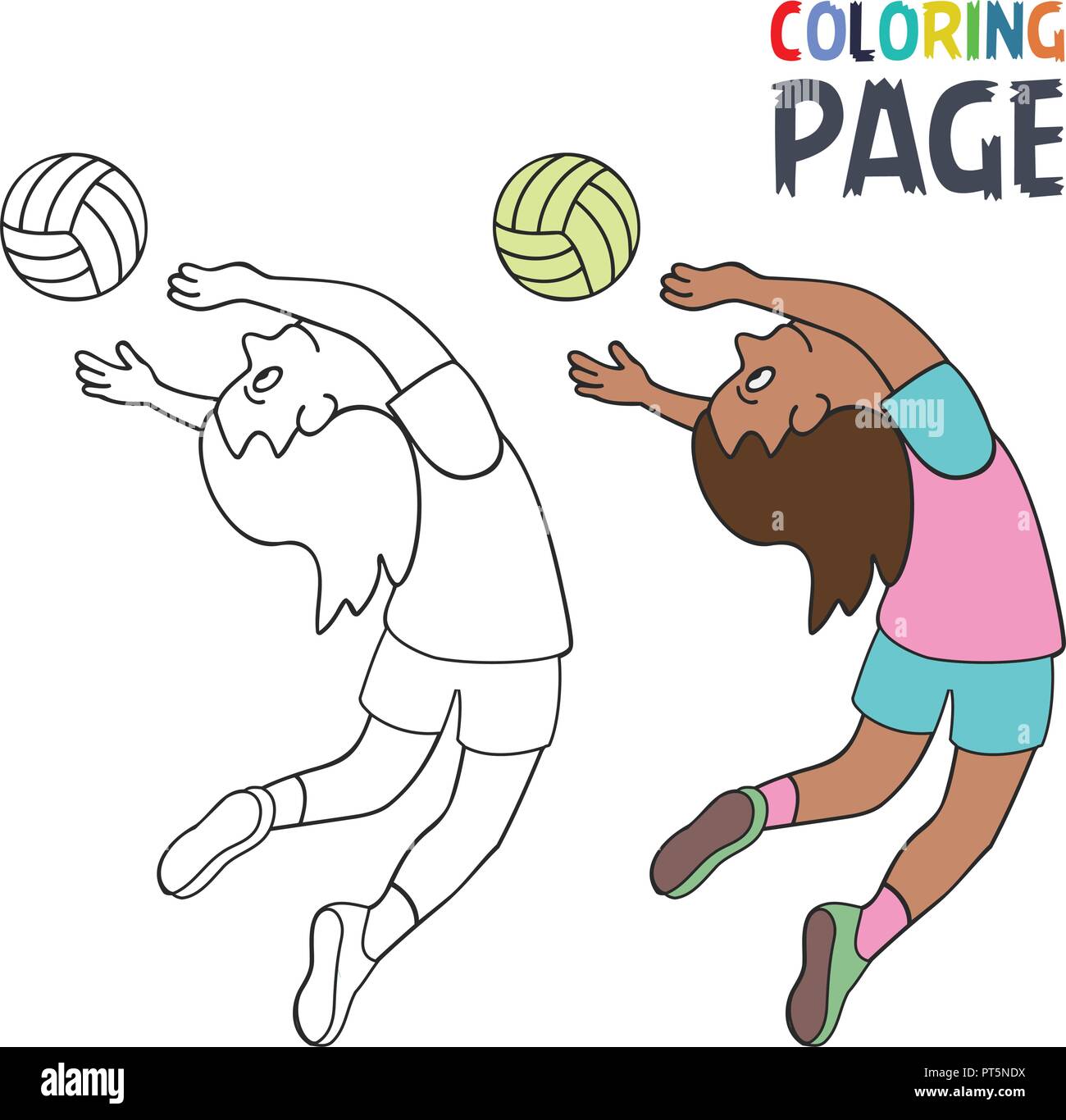 Cute volleyball ball cartoon character hi