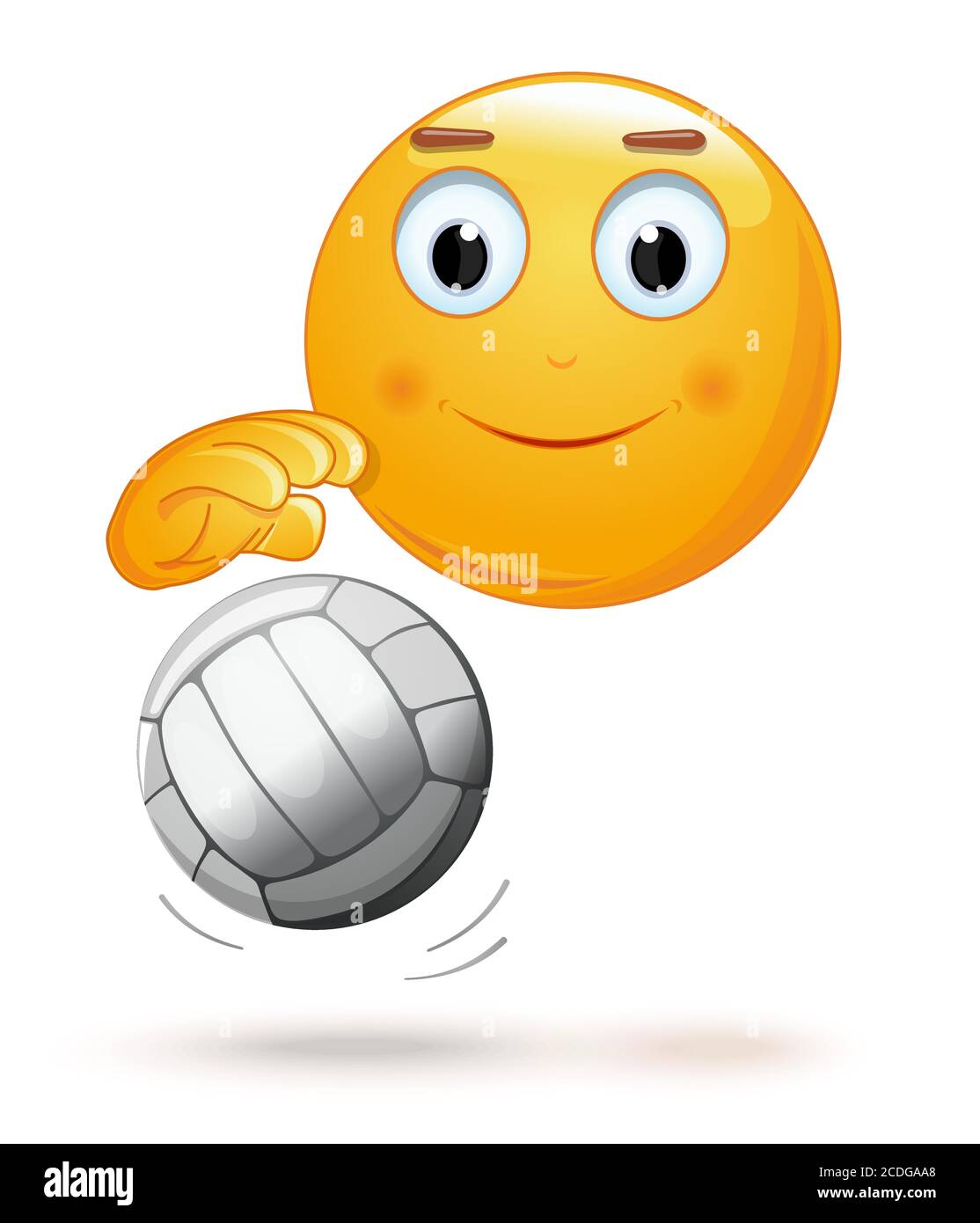 Cheerful smiley face with a volleyball ball stock vector image art