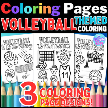 Volleyball sports coloring pages sheets volleyball coloring activity
