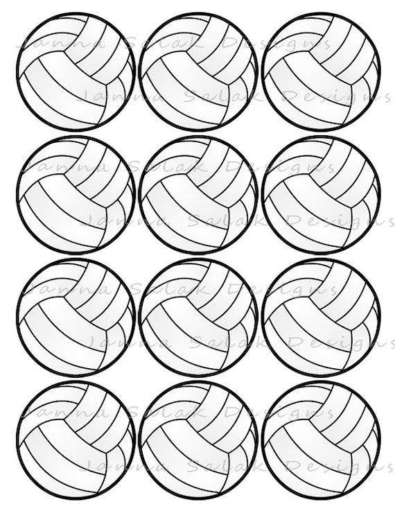 And volleyball printable cupcake toppers sports theme birthday party diy printable instant download