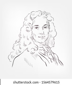 Voltaire philosopher vector sketch illustration stock vector royalty free