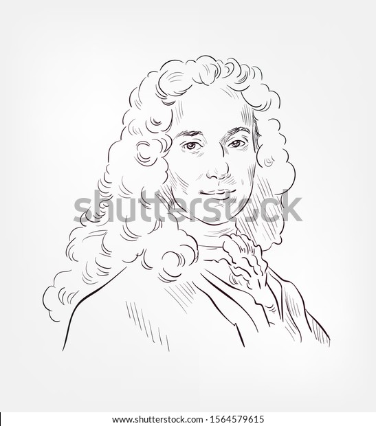Voltaire philosopher vector sketch illustration stock vector royalty free