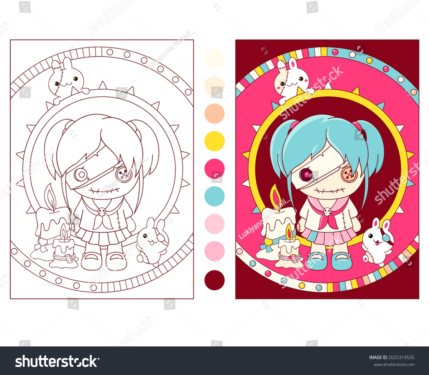 Colorful black white pattern coloring cute stock vector royalty free