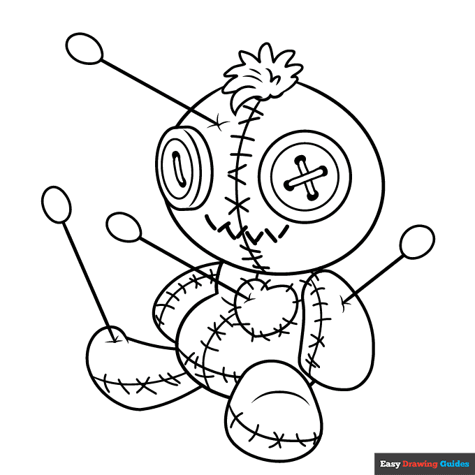 Voodoo doll coloring page easy drawing guides