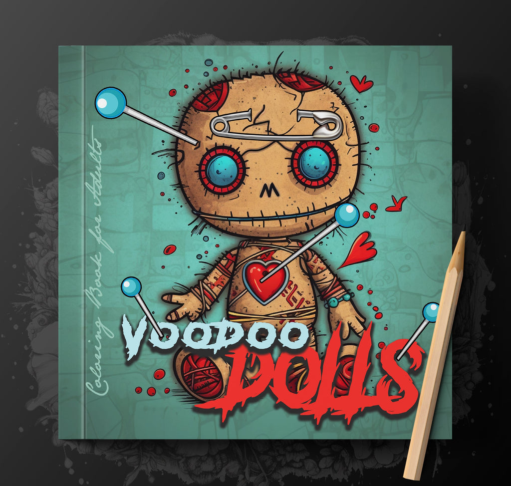 Voodoo dolls grayscale coloring book digital â monsoon publishing usa