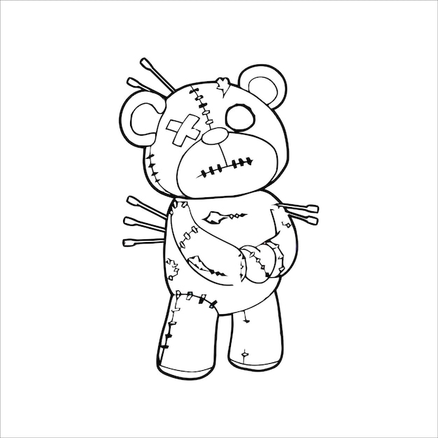 Premium vector voodoo dolls coloring page for all ages
