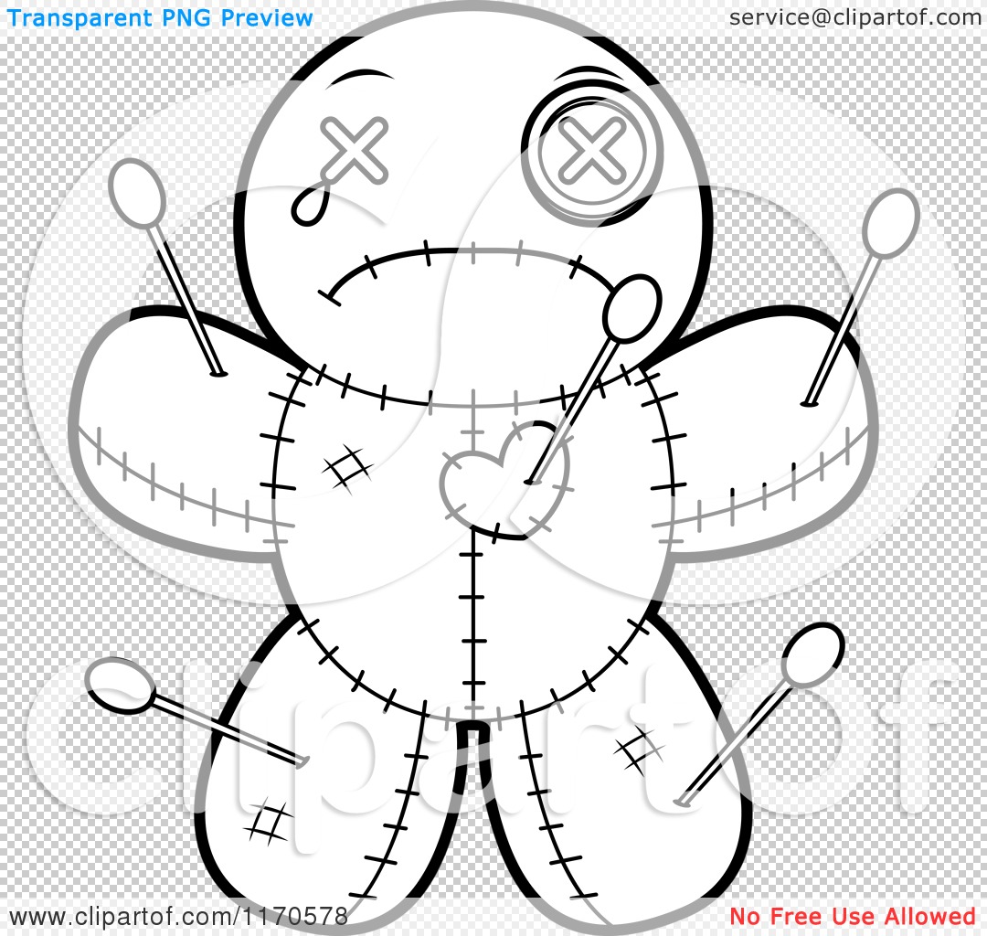 Cartoon clipart of a depressed voo doo doll