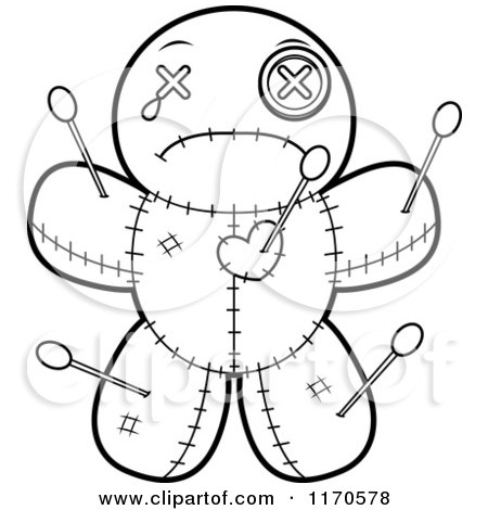 Cartoon clipart of a depressed voo doo doll