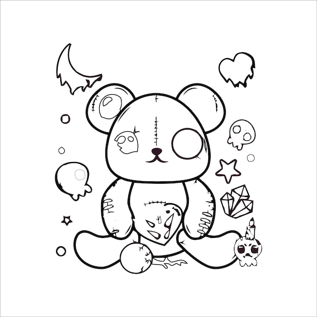 Premium vector voodoo dolls coloring page for all ages