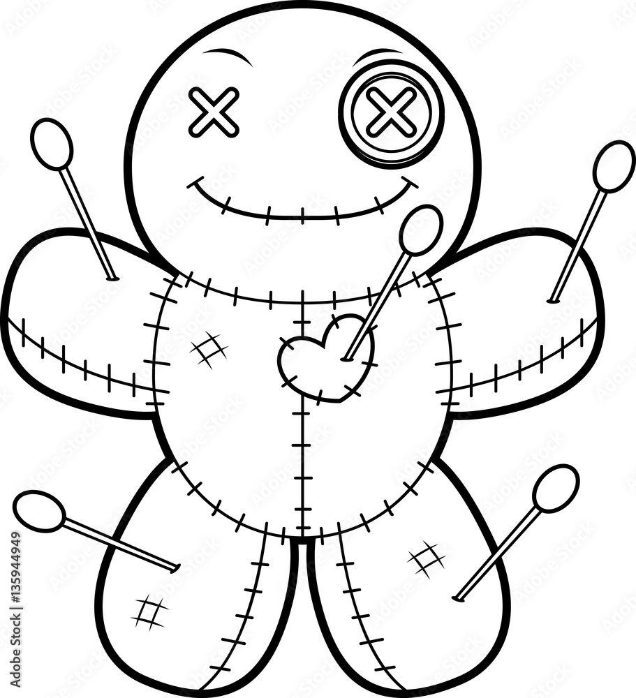 Happy cartoon voodoo doll vector
