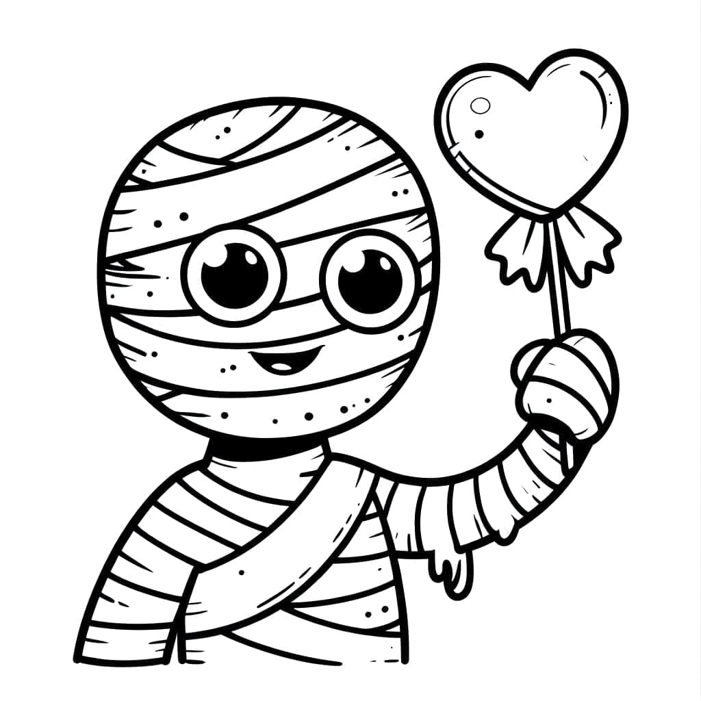 Mummy with candy coloring page