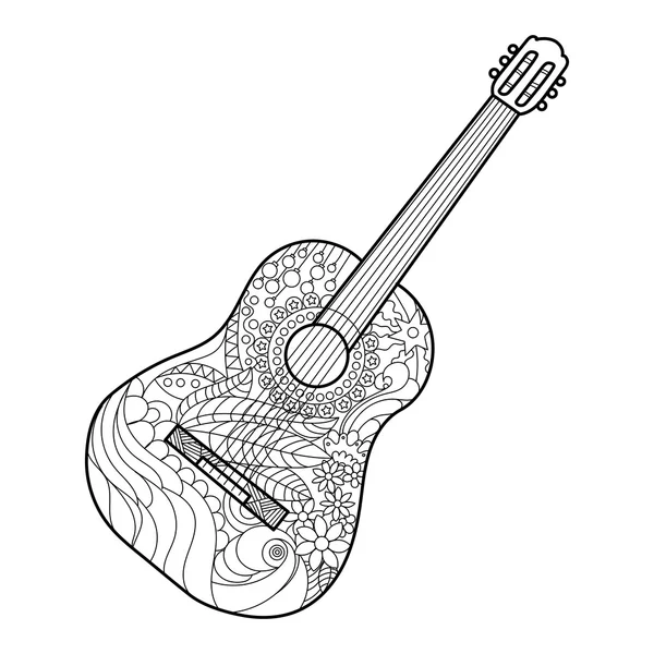 Guitar with torn strings engraving vector illustration scratch board style imitation black and white hand drawn image stock vector by alexanderpokusay