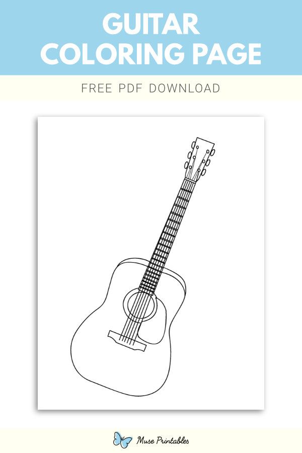 Free guitar coloring page coloring pages printable scrapbook paper color