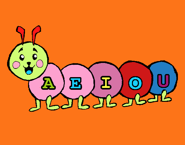 Colored page worm with vowels painted by user not registered