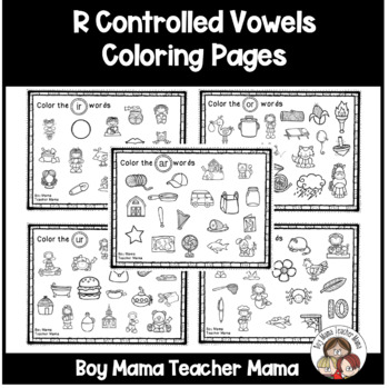 R controlled vowels coloring sheets by boy mama teacher mama tpt