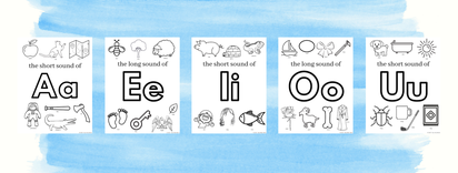 Free printable vowel coloring pages with short and long sounds