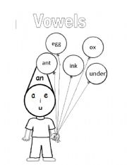English worksheets vowels colouring sheet