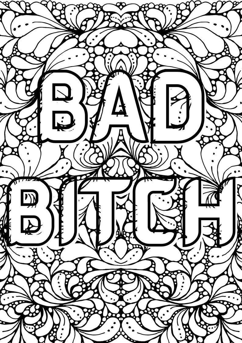 Swearing coloring page sweary coloring book swear word coloring page digital download printable size a black and white instant download