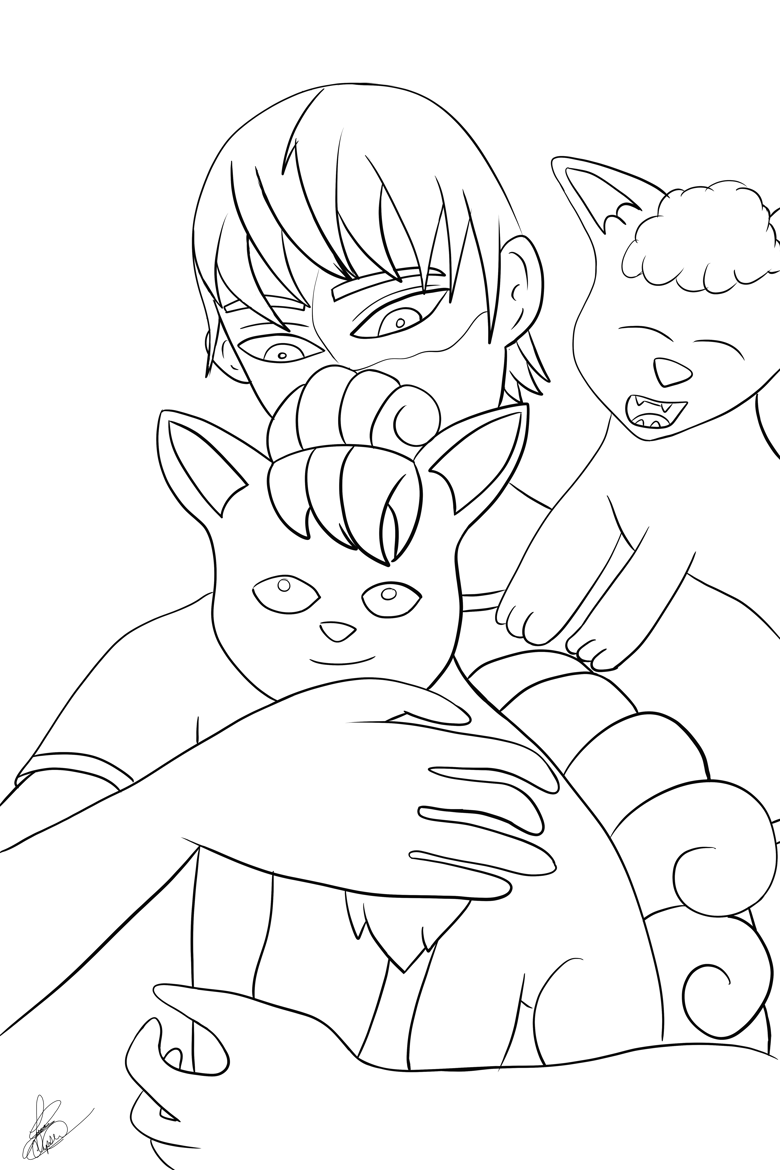Coloring page of todoroki x vulpix