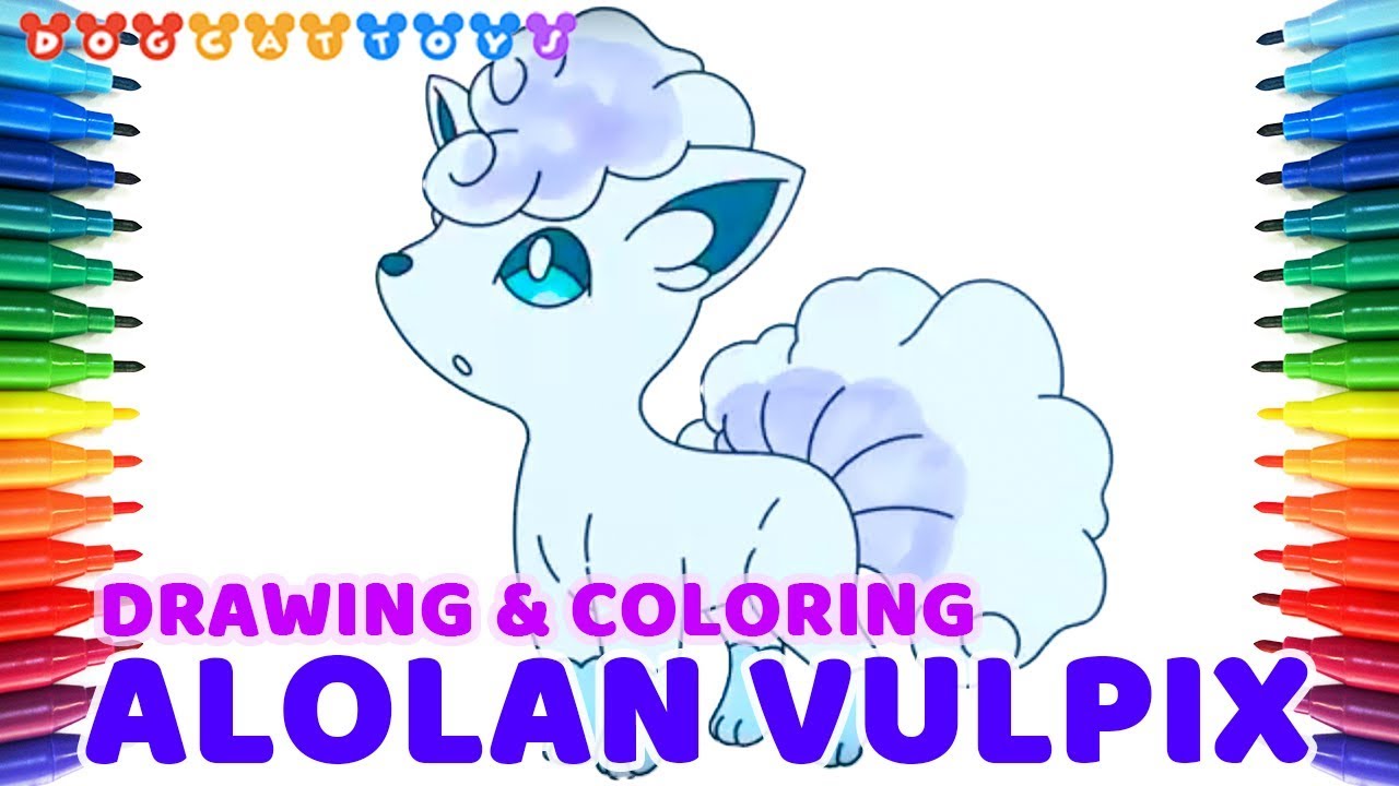 Alolan vulpix pokemon coloring book cute drawing coloring dogcattoys