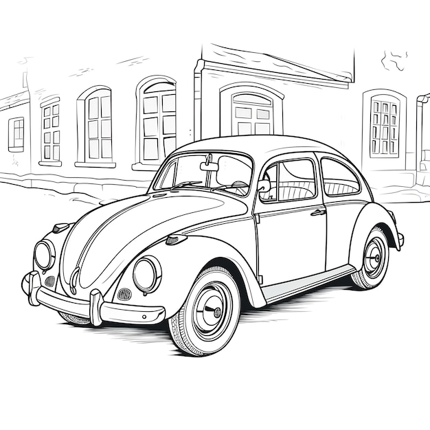 Premium ai image car coloring page for children amp kids image only